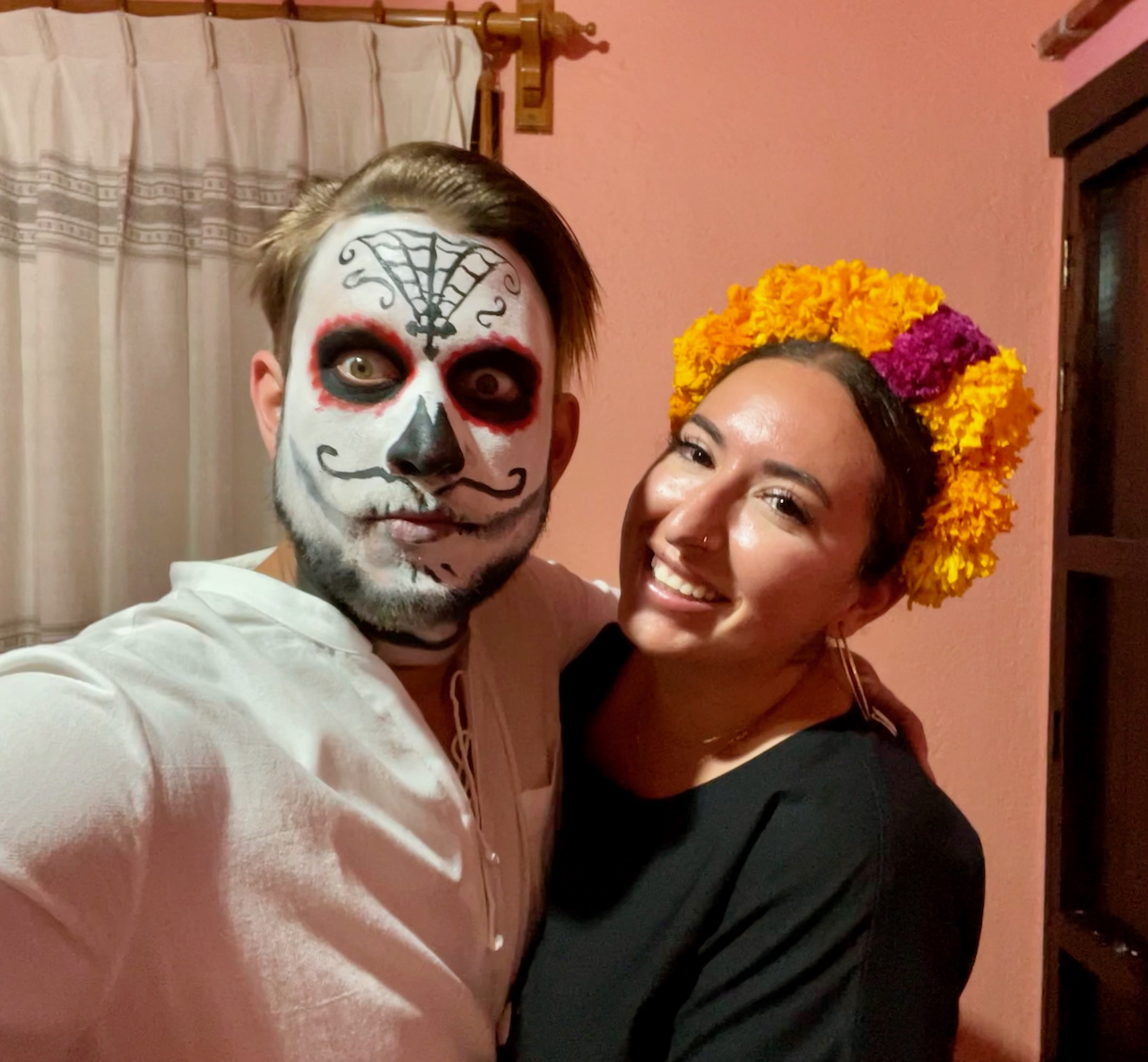 Peter and Cristina in Day of the Dead face paint